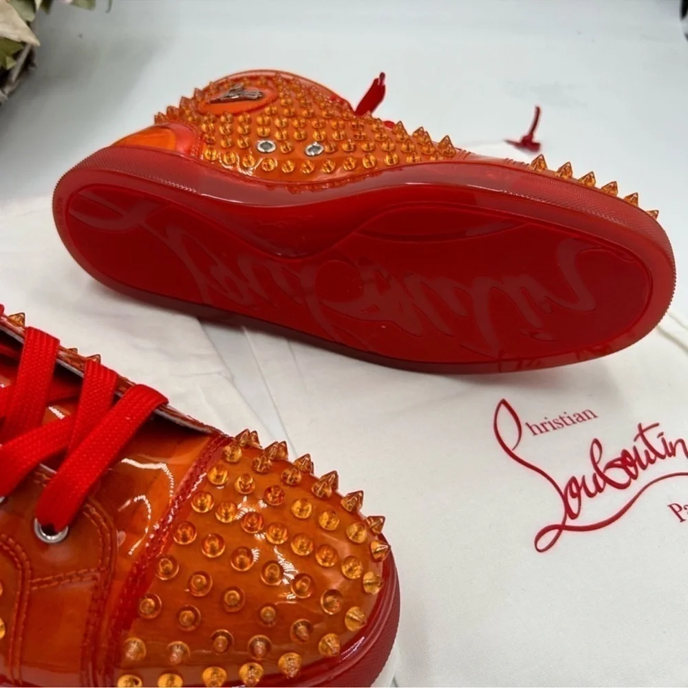 Men’s Christian Louboutin spike accent high top sneakers size 42 made in…